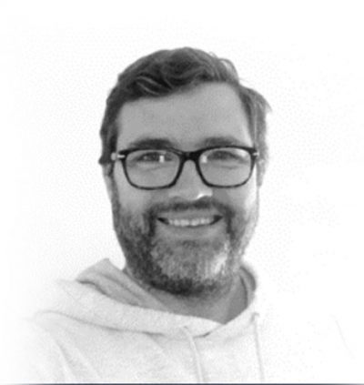 Black and white photo of Mike Fraser