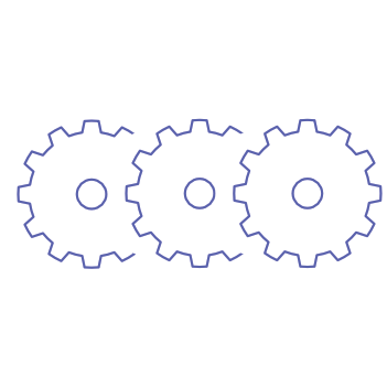 Isotype icon showing a set of three gears