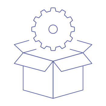 Product Icon showing a gear above an open box