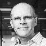 Black and white photo of Steve Hodges