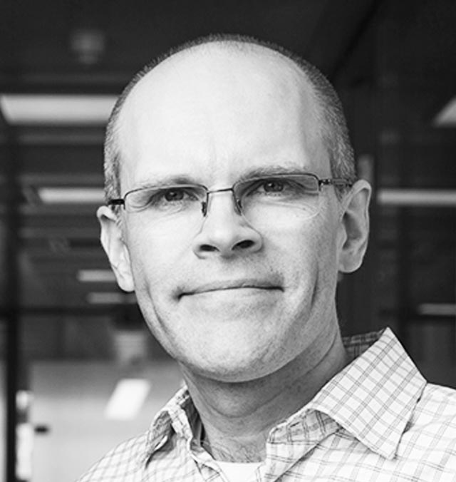 Black and white photo of Steve Hodges