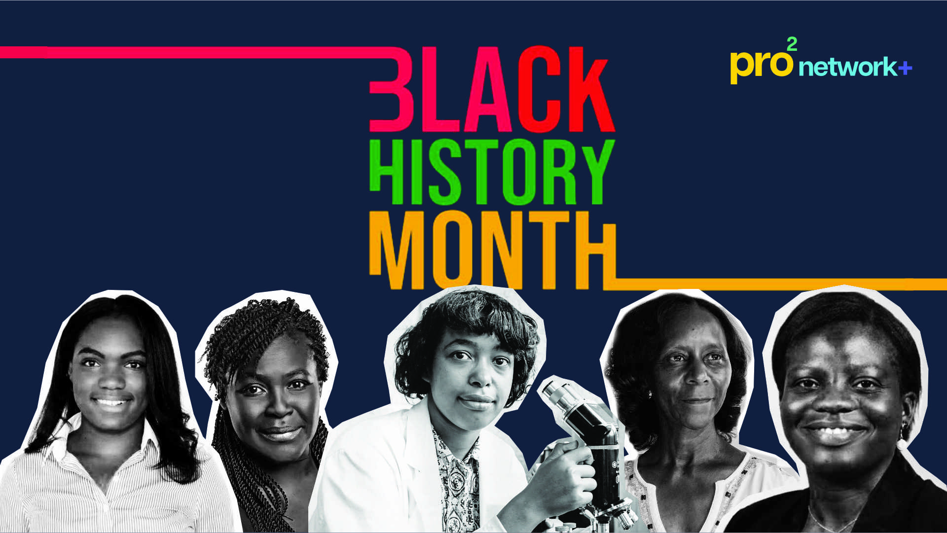 BHM2023_blog A banner image with the text Black History Month and the prosquared logo, along the bottom are five profile images of Black women innovators.
