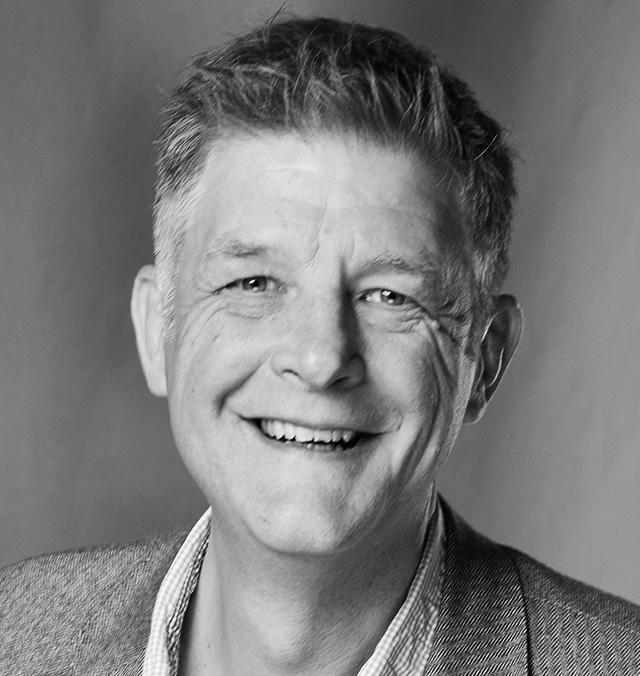 Stephen Chadwick A black and white photo of Stephen Chadwick