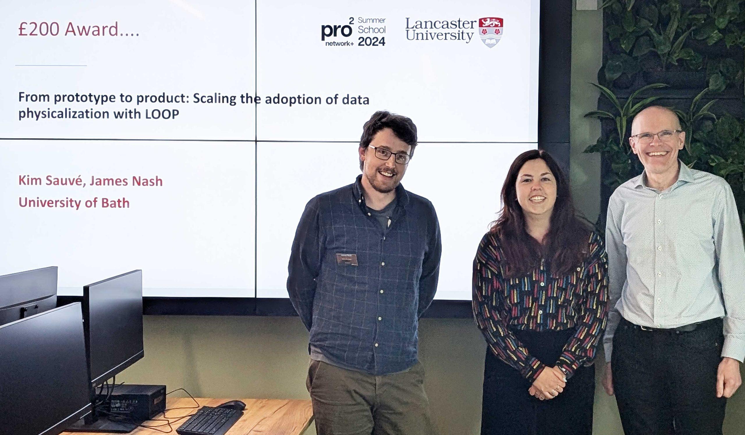 Bath Summer school prize winners pose with Steve Hodges in a computer lab.