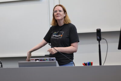 Lorraine Underwood presents in a lecture theatre